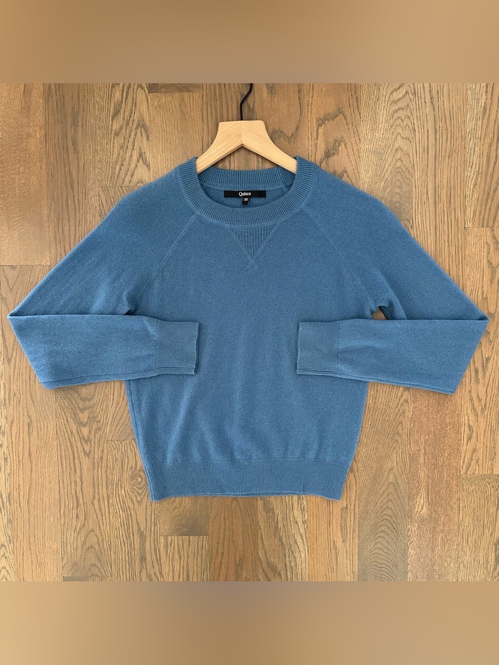 Quince Mongolian Shrunken Cashmere Sweatshirt in Cornflower Blue Extra Small - Picture 2 of 11